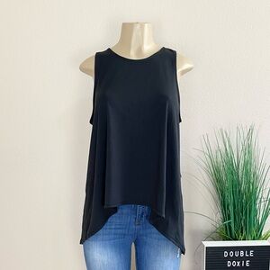 NWT. YOGALICIOUS | Black Split Back Hi Low Tank Sz L